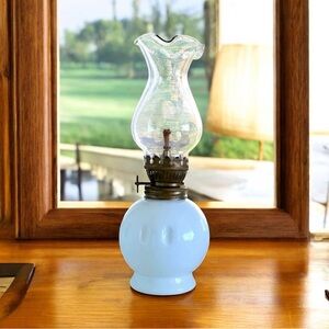 Mini Glass Hurricane Lamp Vintage Oil Burning